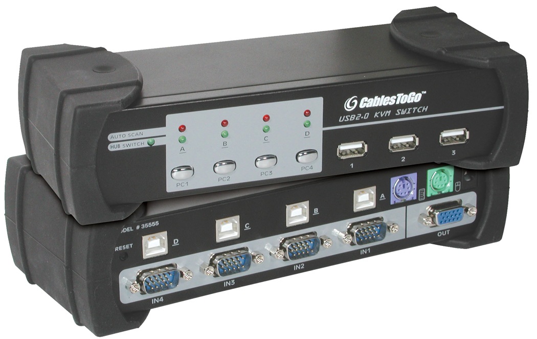TruLink™ 4-Port VGA/USB and PS/2 KVM Switch with Cables – Cables To Go