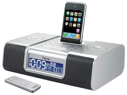 iHome iP9SR Dual Alarm Clock Radio & Audio System for iPhone/iPod, Silver