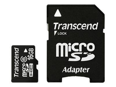 Transcend - flash memory card - 16 GB - microSDHC
