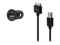 Belkin Micro Auto Charger with Charge Sync Cable - battery charger - car