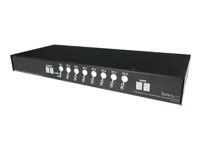 StarTech.com 1U Rackmount Power Switch 8 Outlet 15 Amp RS232 Serial Control