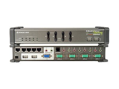 IOGEAR 4 Port USB KVM with USB 2.0 Hub, Ethernet, Audio and Cables
