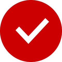 icono de marca de verificación color rojo
