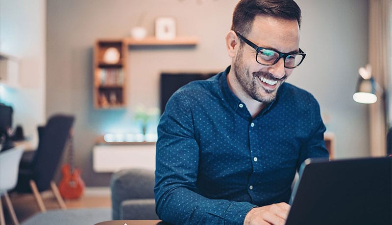 Businessman working on laptop