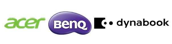 Acer, BenQ and Dynabook logos