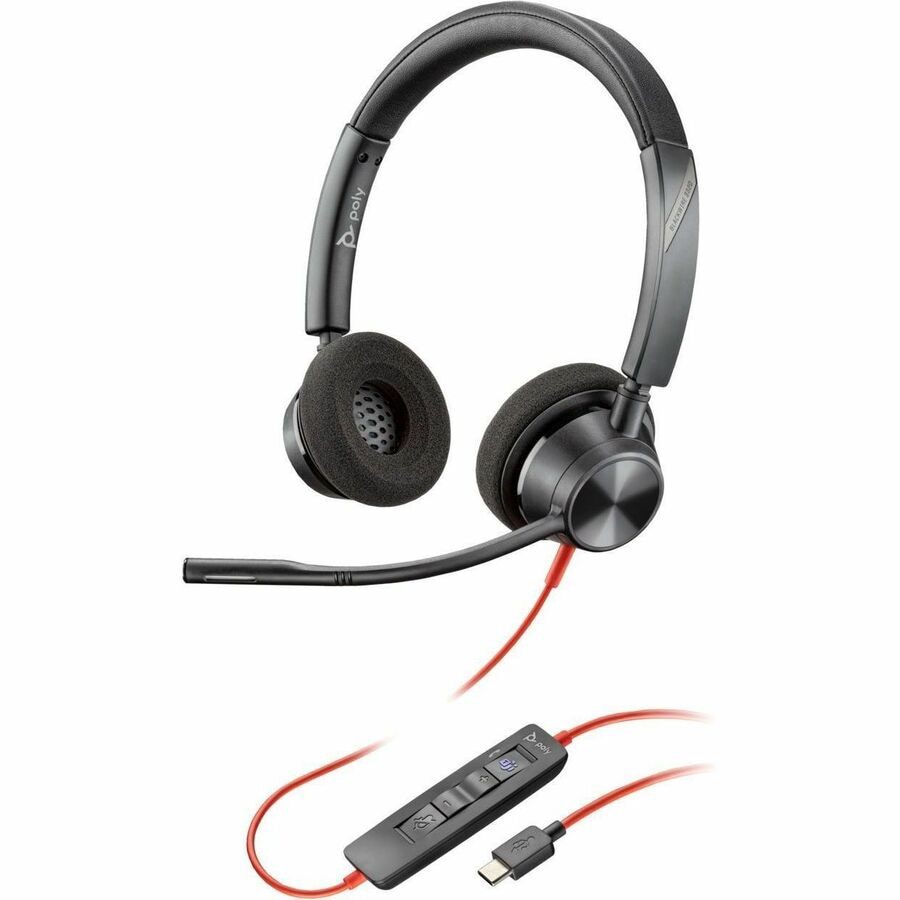 A Wired USB headset at an angle.