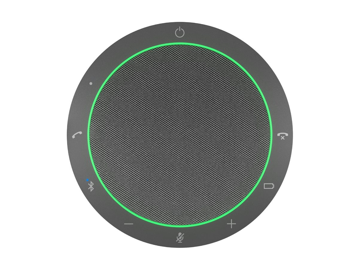 A straight-on shot of a Jabra speaker.