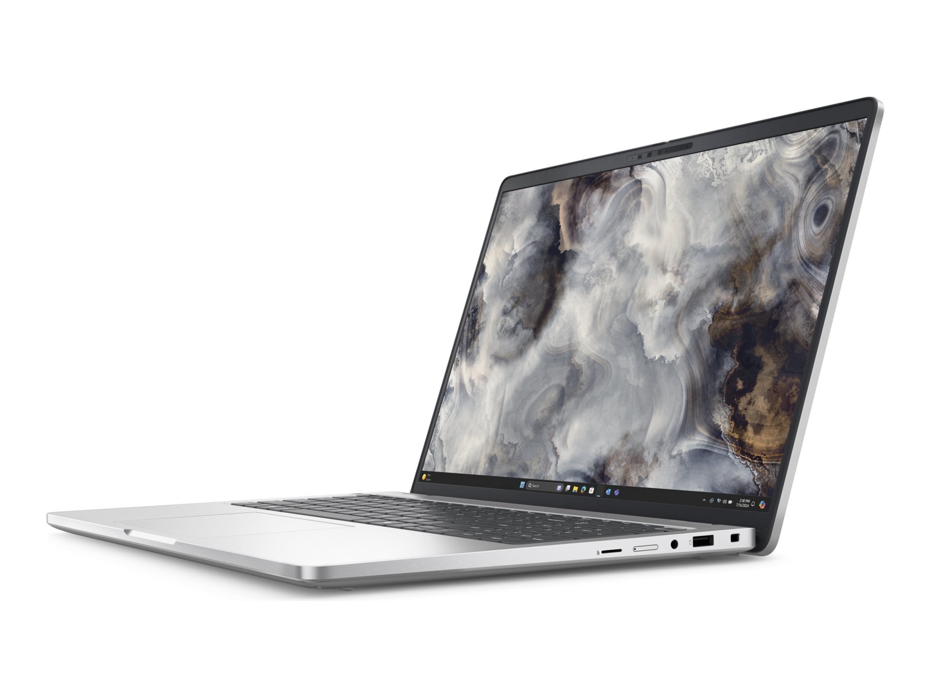 Open Dell Pro laptop at an angle.