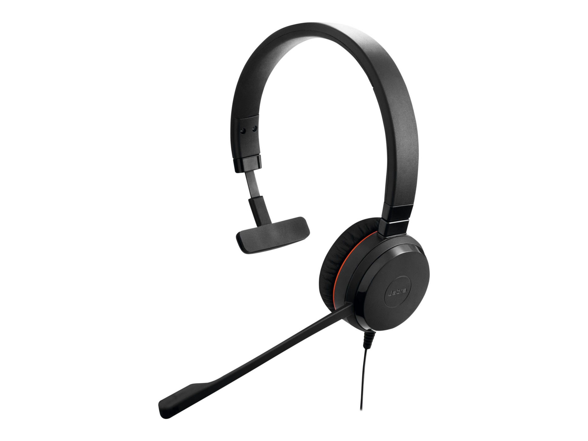A black Jabra wired headset.