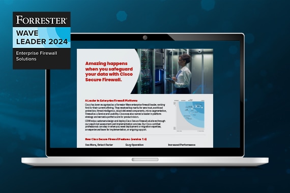 Laptop showing Cisco Firewall PDF