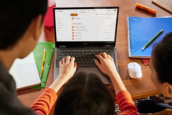 google education student learning on chromebook laptop