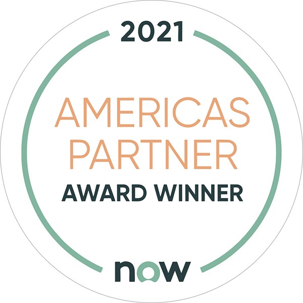 2021 Service Now America Partner Award Winner Badge