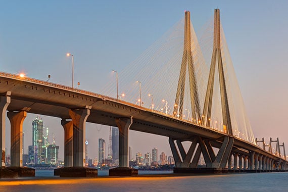 bandra worli sea link bridge in mumbai india at dusk