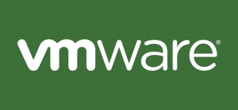 white vmware logo on green background