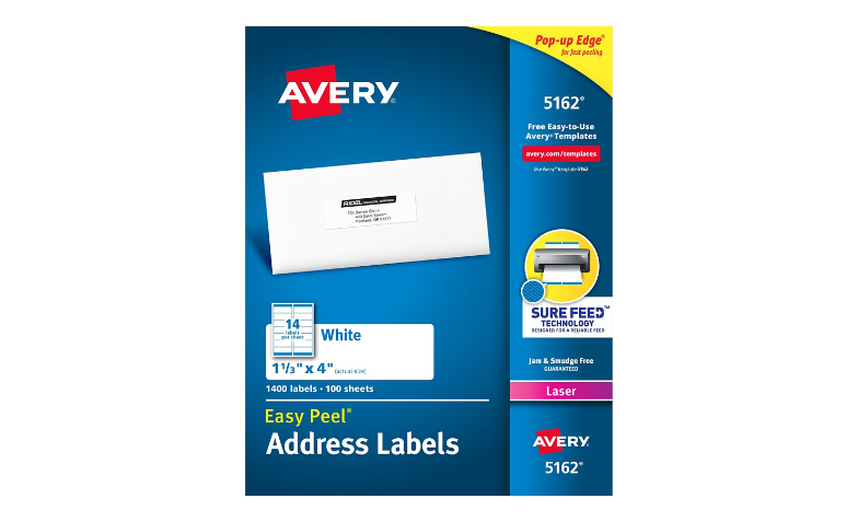 Avery White Mailing Labels - 5162 - -