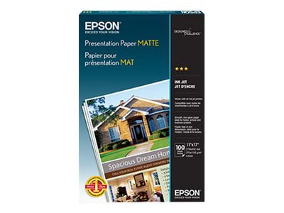 Epson Matte Presentation Paper, 11 x 17, 100 Sheets/Pack (S041070)