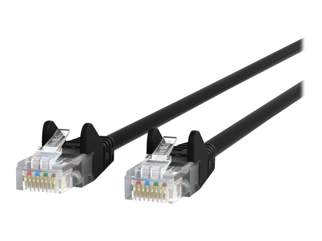 Belkin Cat5e/Cat5 3ft Black Snagless Ethernet Patch Cable, PVC, UTP, 24 AWG, RJ45, M/M, 350MHz, 3'