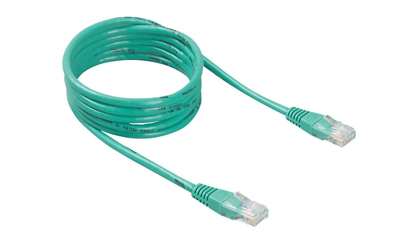 Belkin Cat5e/Cat5 7ft Green Ethernet Patch Cable, No Boot, PVC, UTP, 24 AWG, RJ45, M/M, 350MHz, 7'