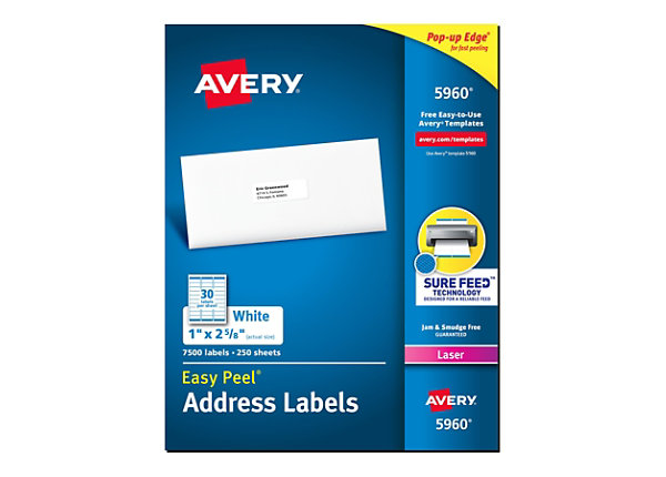 AVERY LABELS 1"X2-5/8" 7500PK