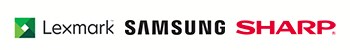 Lexmark, Samsung and Sharp logos