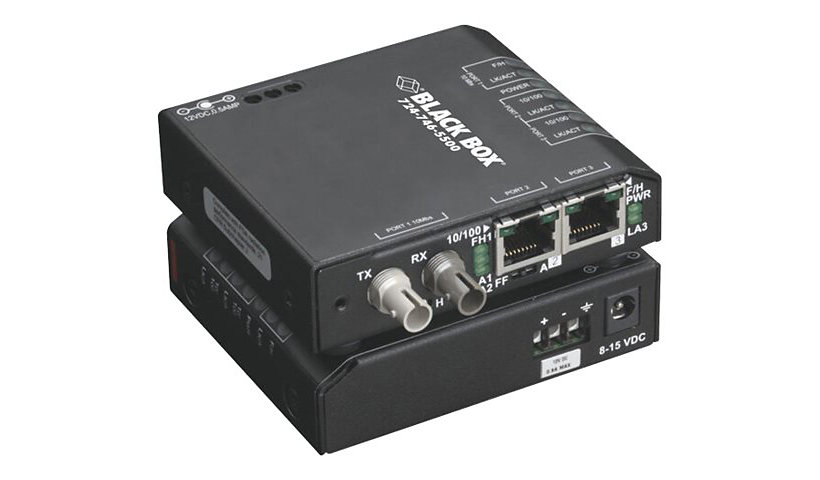 Black Box Media Converter Switch 115-VAC - fiber media converter - 10Mb LAN, 100Mb LAN