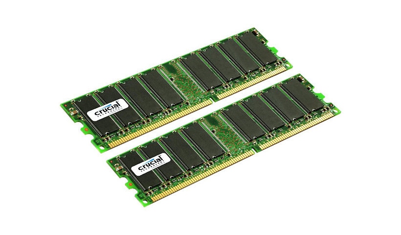 Crucial - DDR - kit - 2 GB: 2 x 1 GB - DIMM 184-pin - 400 MHz / PC3200 - un
