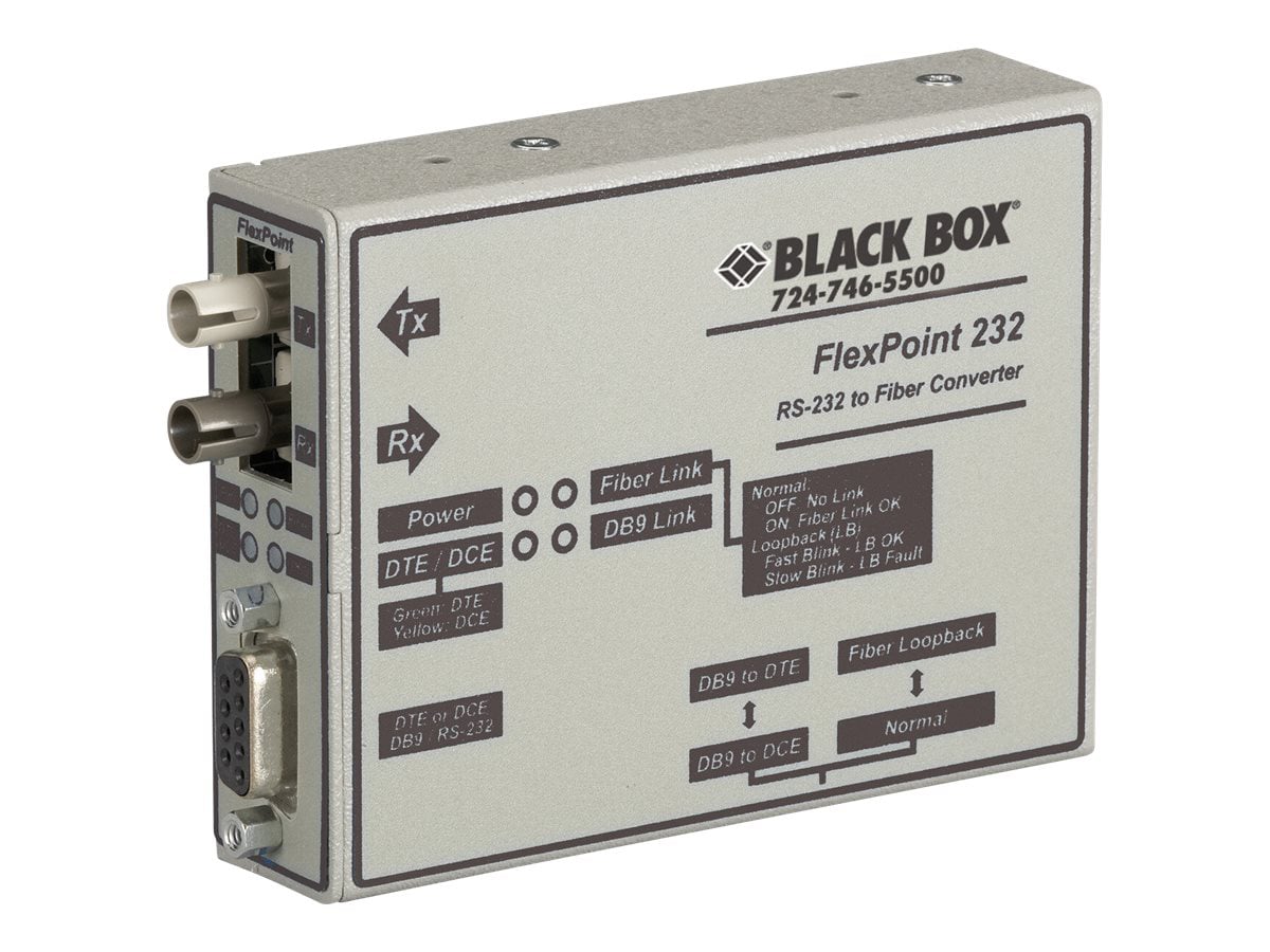 Black Box FlexPoint RS-232 to Fiber Converter - media converter - RS-232