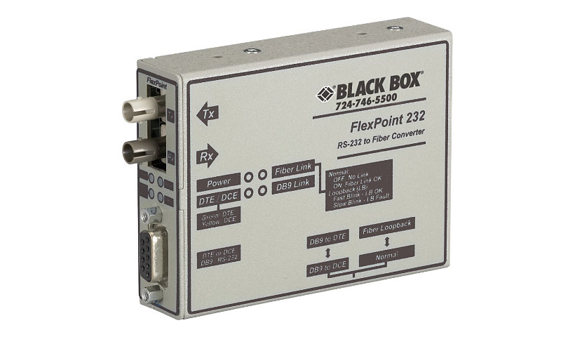Black Box FlexPoint RS-232 to Fiber Converter - media converter - RS-232