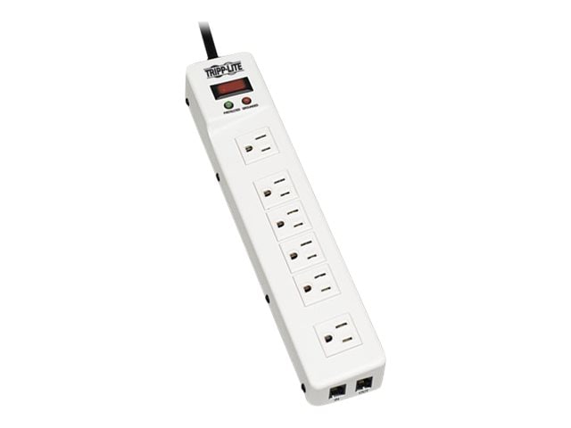 Tripp Lite Surge Protector Power Strip 120V RJ11 RT Angle 6 Outlet Metal 15' Crd - surge protector