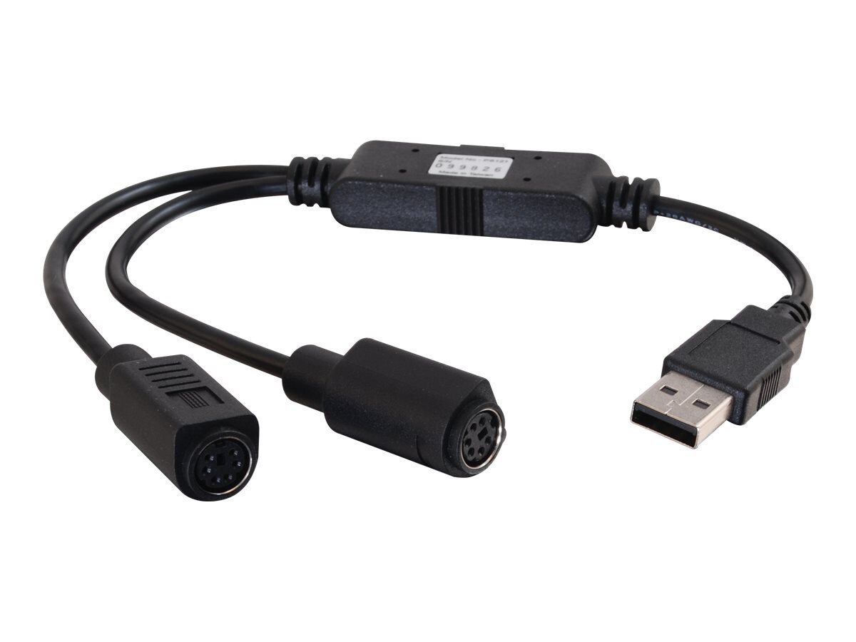 C2G 1ft USB to PS/2 Keyboard/Mouse Adapter Cable - Black 
