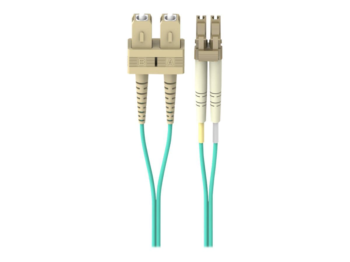 Belkin 1M Fiber Optic Cable: 10Gb Aqua Multimode LC/SC Duplex, 50/125 OM3 - patch cable - 1 m - aqua