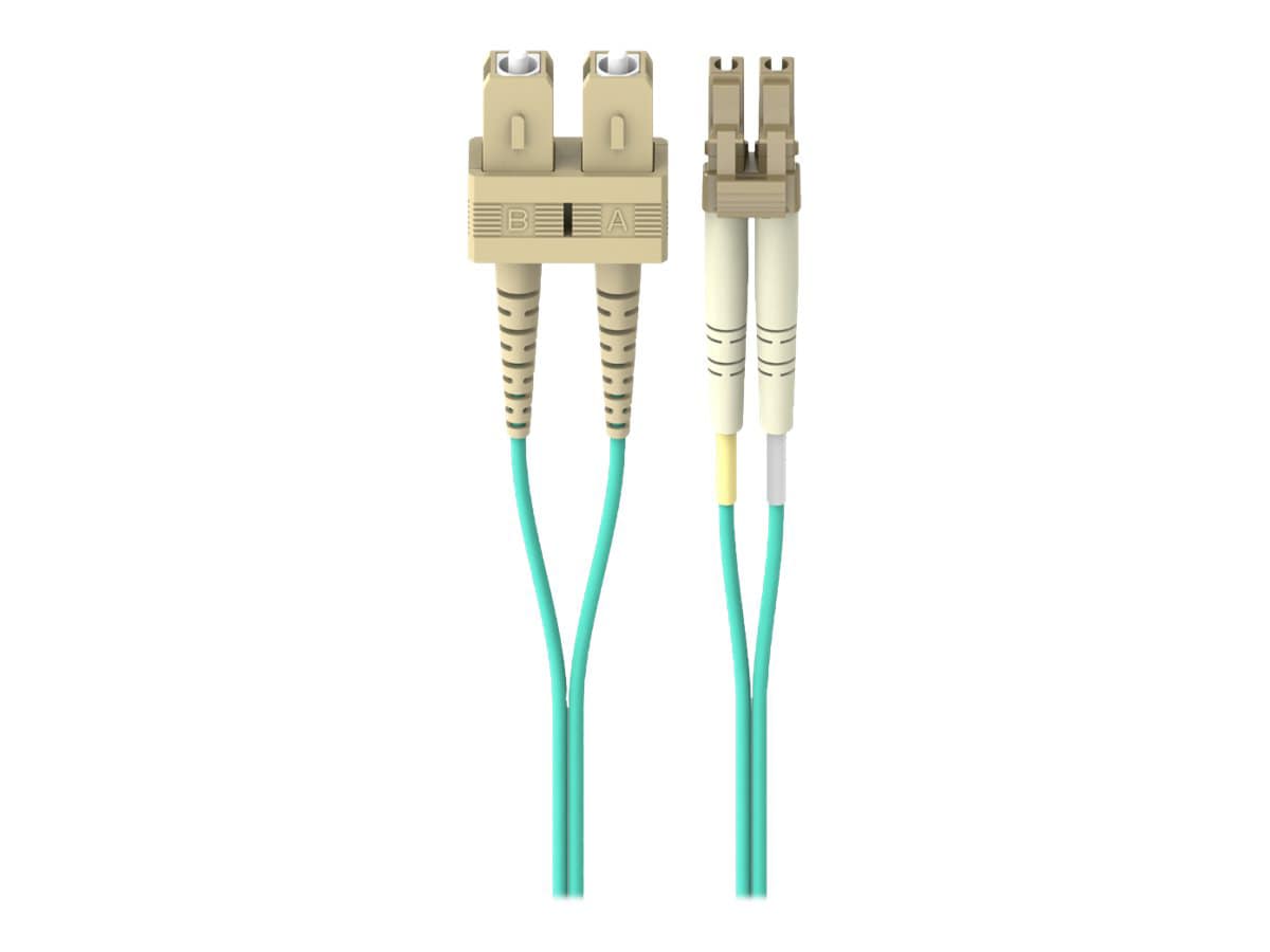 Belkin 10M Fiber Optic Cable: 10Gb Aqua Multimode LC/SC Duplex, 50/125 OM3