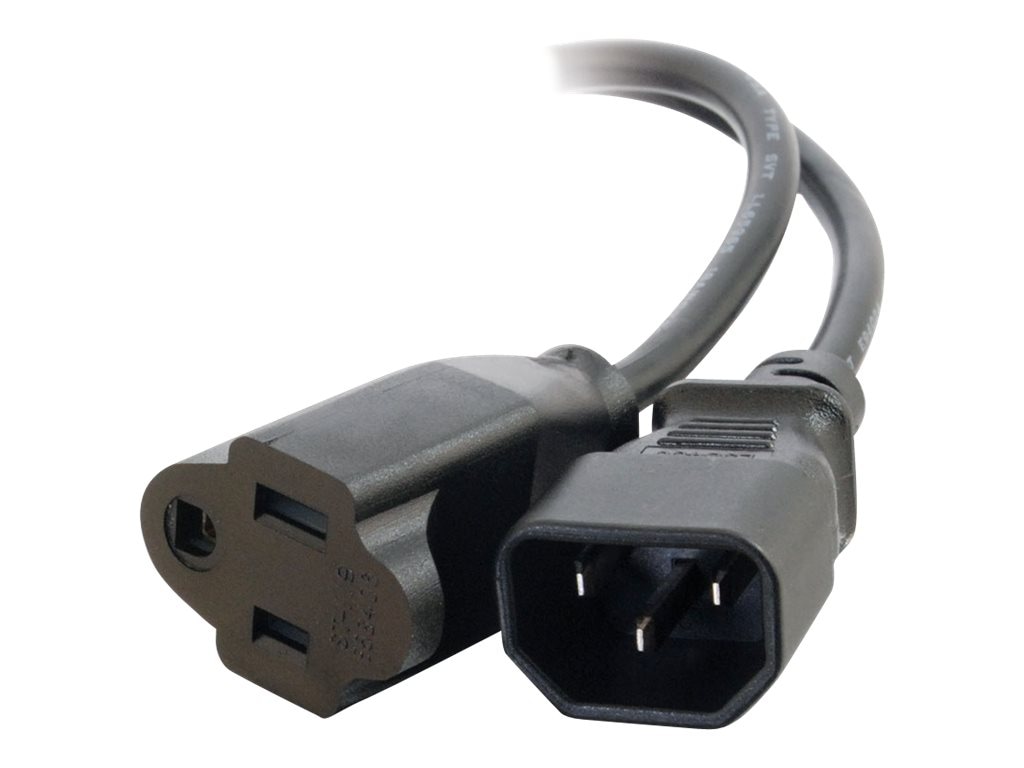 C2G 1ft Monitor Power Adapter Cord - 18 AWG - IEC320C14 to NEMA 5-15R