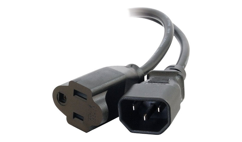C2G 1ft Monitor Power Adapter Cord - 18 AWG - IEC320C14 to NEMA 5-15R