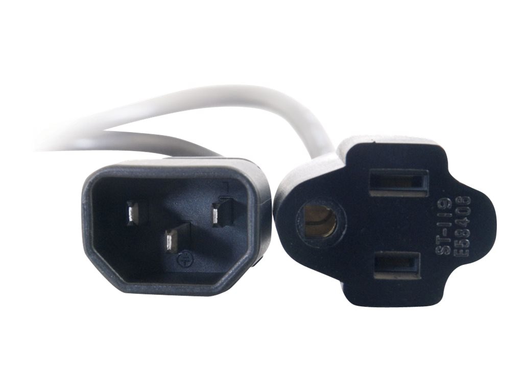 Thumbnail 3 of 4 for C2G 1ft Monitor Power Adapter Cord - 18 AWG - IEC320C14 to NEMA 5-15R