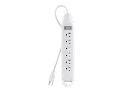 Belkin 6-Outlet Power Strip with 4-Foot Power Cord - 6 AC Outlets, Right Angle Plug - White