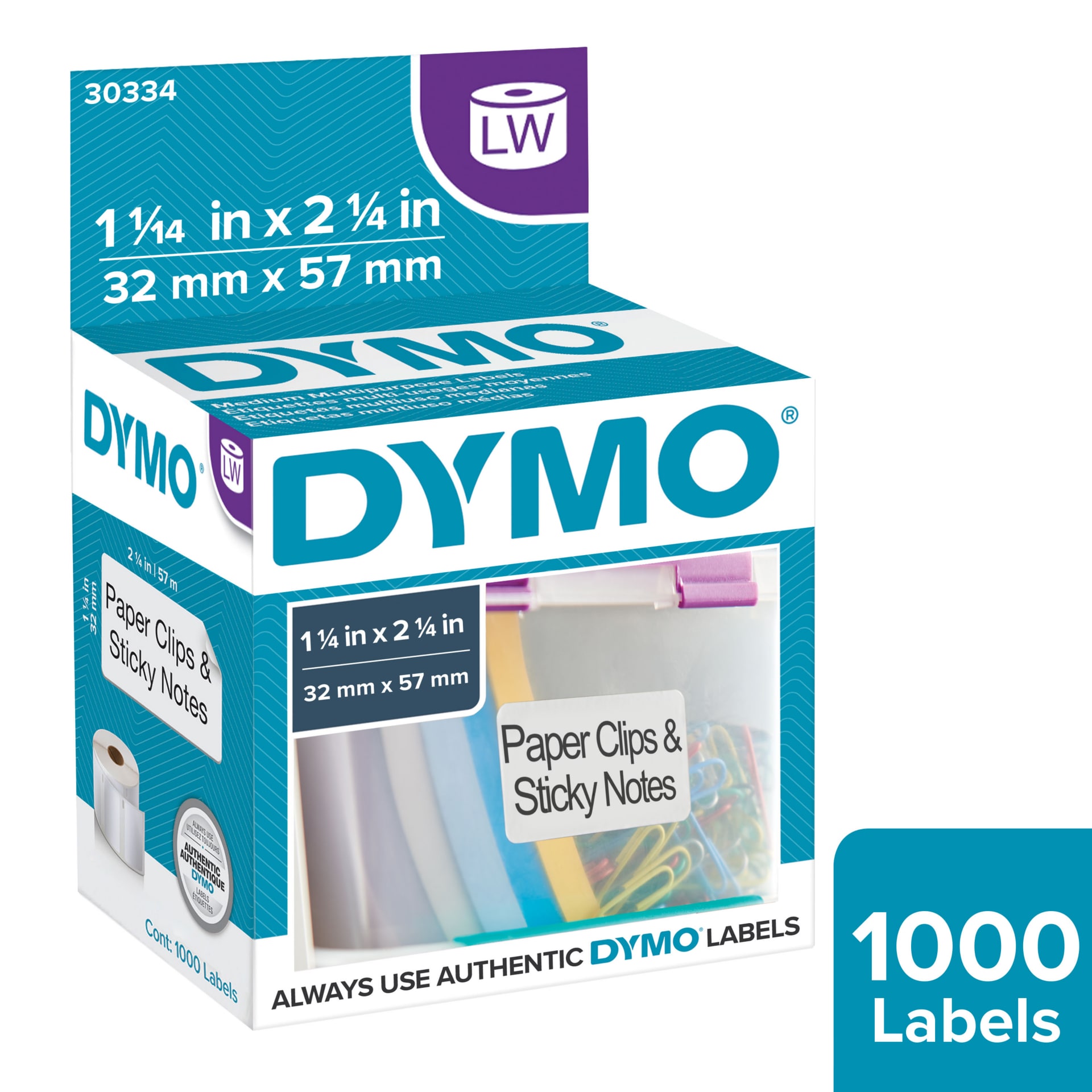 DYMO Authentic LW Barcode Labels (1-1/4" x 2-1/4"), 1 roll of 1,000