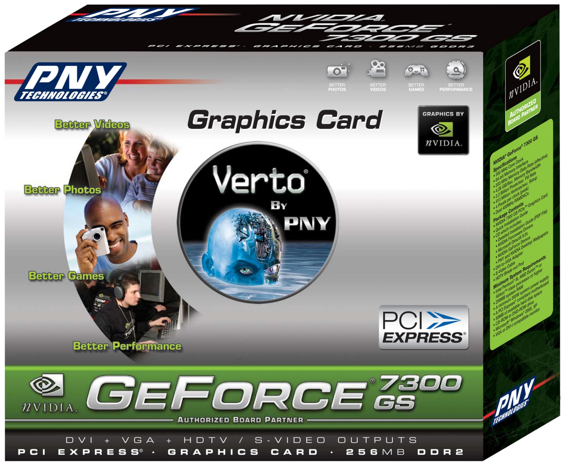 PNY Verto GeForce 7300GS PCIe graphics adapter GF 7300 GS  256 MB