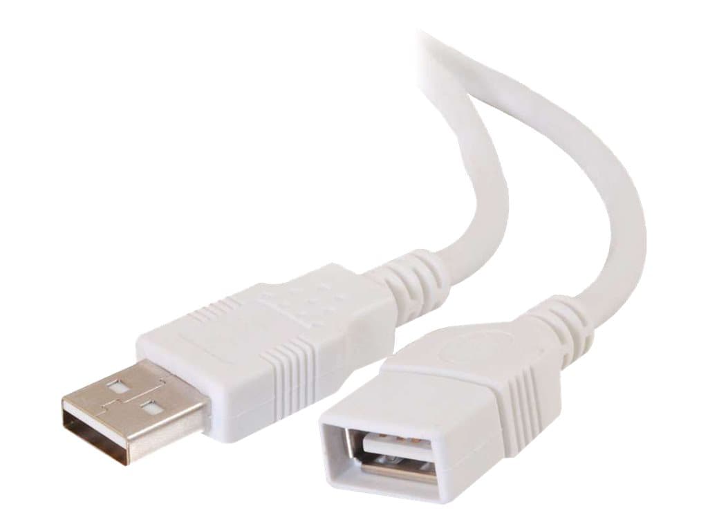 C2G 3.3ft USB Extension Cable - USB A to USB A Extension Cable - USB 2.0 - White - M/F