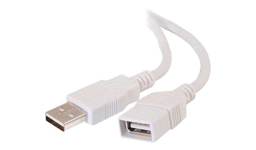 C2G 3.3ft USB Extension Cable - USB A to USB A Extension Cable - USB 2.0 - White - M/F