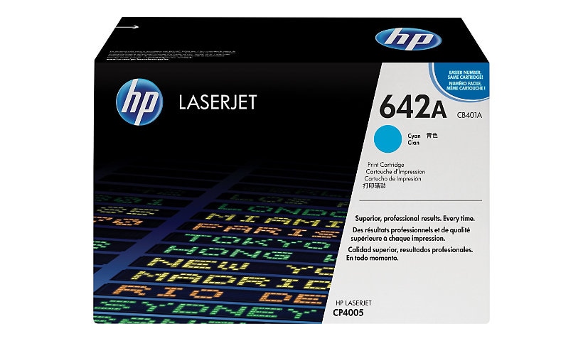 HP 642A (CB401A) Original Standard Yield Laser Toner Cartridge - Single Pack - Cyan - 1 Each