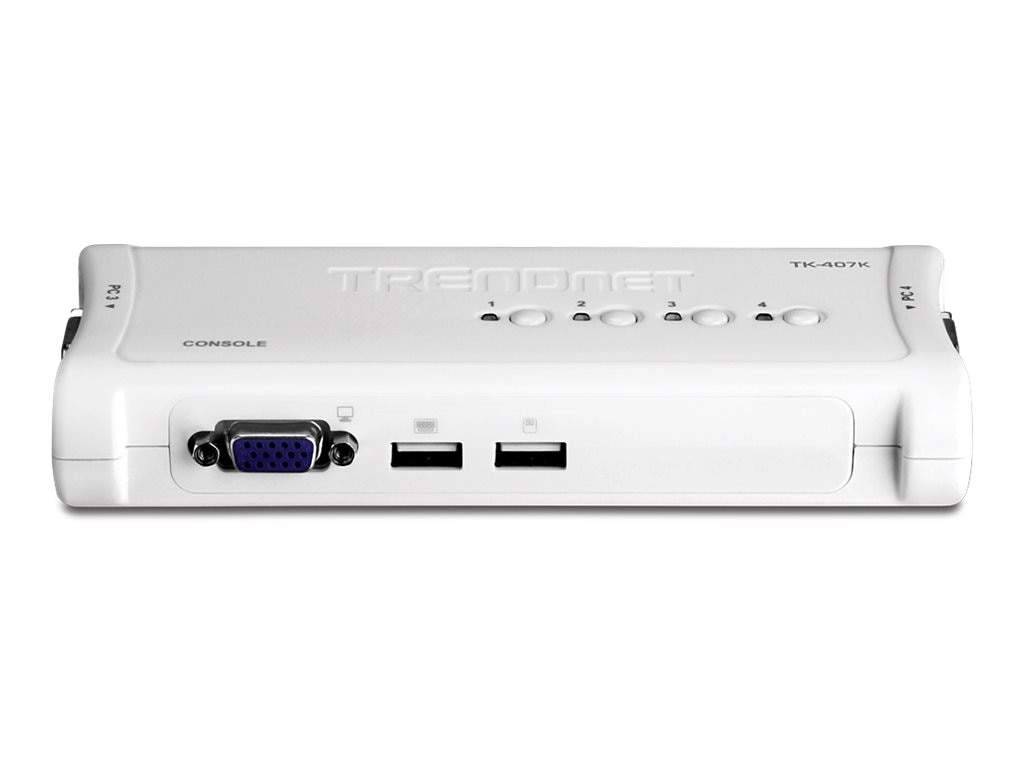 TRENDnet 4-Port USB KVM Switch Kit, VGA And USB Connections, 2048 x 1536 Resolution, Cabling Included, Control Up To 4