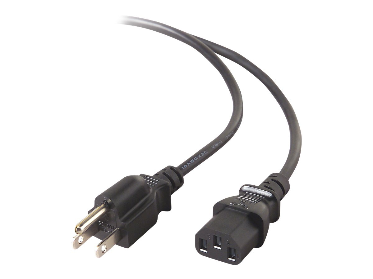Belkin C13 (F) to 5-15 (M) AC Power Replacement Cable - 6 feet - Black