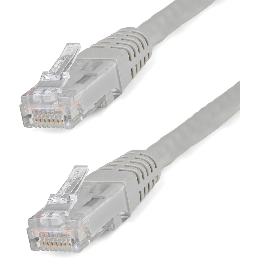 StarTech.com 10ft Gray CAT6 Ethernet Cable - Molded CAT6 Patch Cord - PoE++ Gigabit Network Cable - M/M