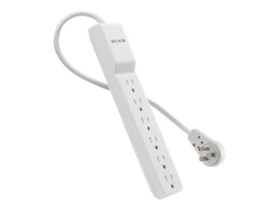 Belkin Power Strip Surge Protector - 6 AC Outlets - Flat Rotating Plug, 8 ft Cord - White