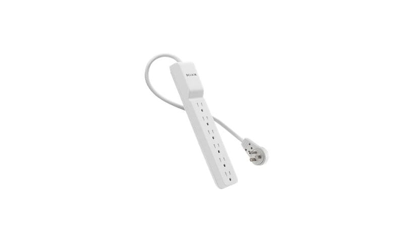 Belkin Power Strip Surge Protector - 6 AC Outlets - Flat Rotating Plug, 8 ft Cord - White