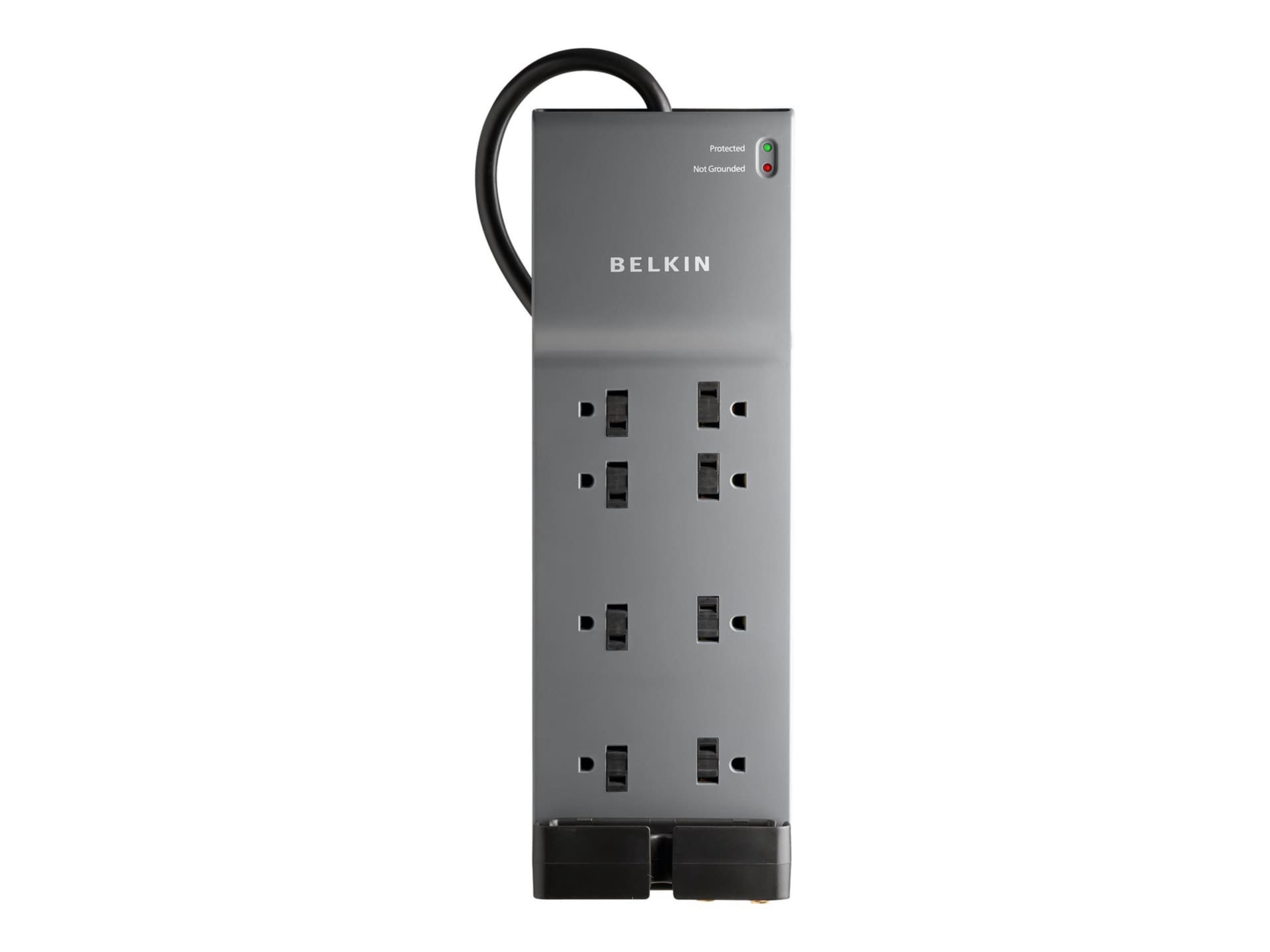 Belkin 8-Outlet Power Strip Surge Protector - Flat Plug - 6ft Cord - Gray