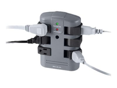 Belkin 6-Outlet Pivot-Plug Surge Protector - Wall Mount - Straight Plug - 1080J - Grey