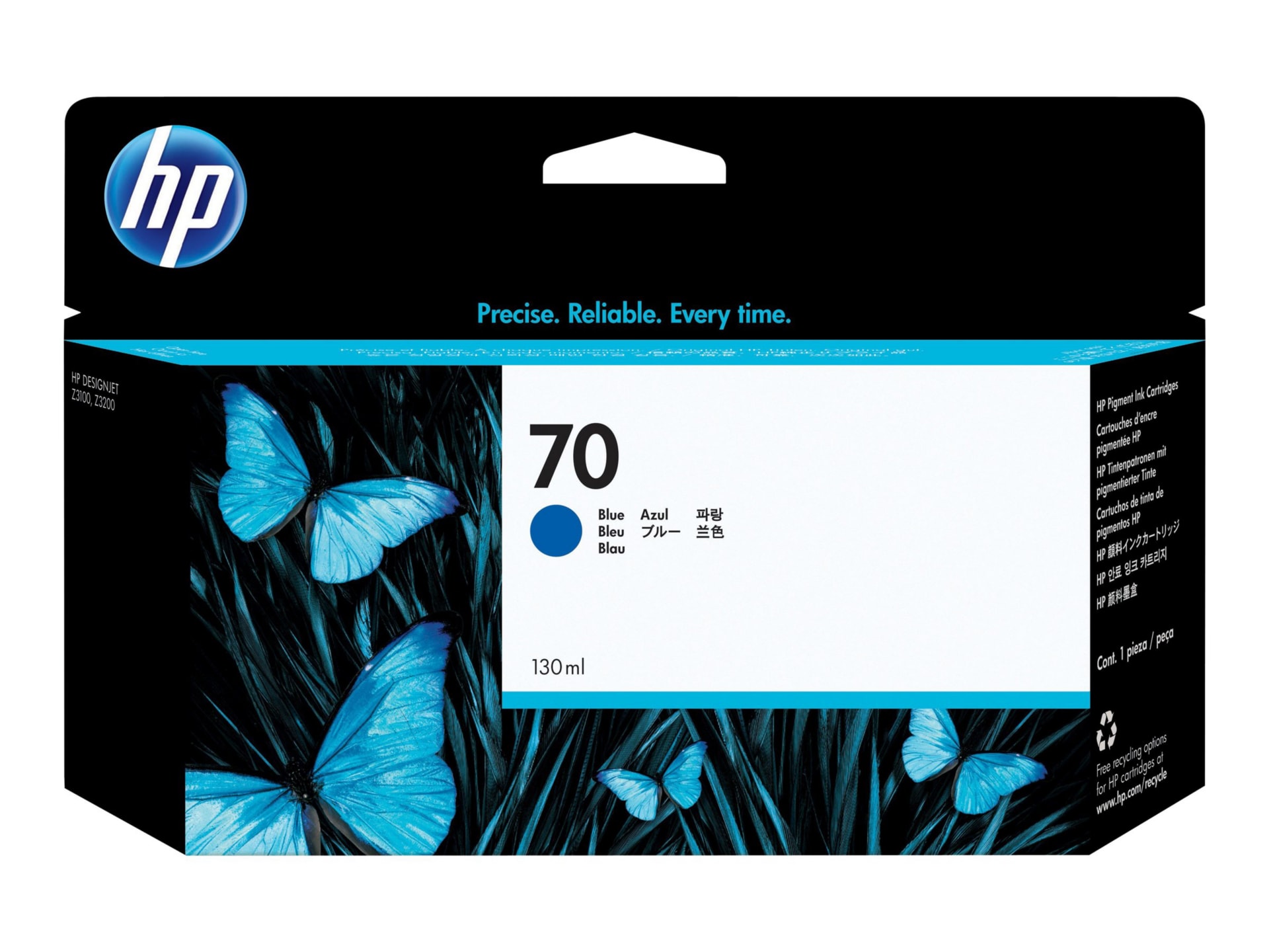 HP 70 (C9458A) Original Inkjet Ink Cartridge - Single Pack - Blue - 1 Each