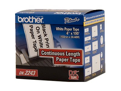 Brother DK2243 4" Continuous White Paper Tape Labels